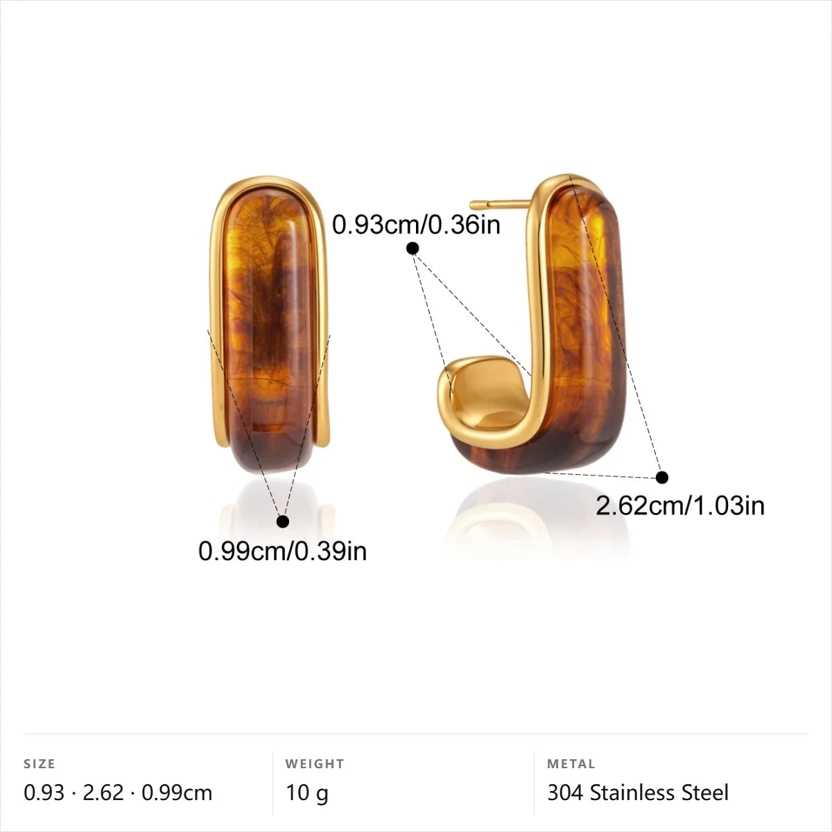 Chunky Resin Hoops — Amber Tortoise Chunky Hoop · Gold
