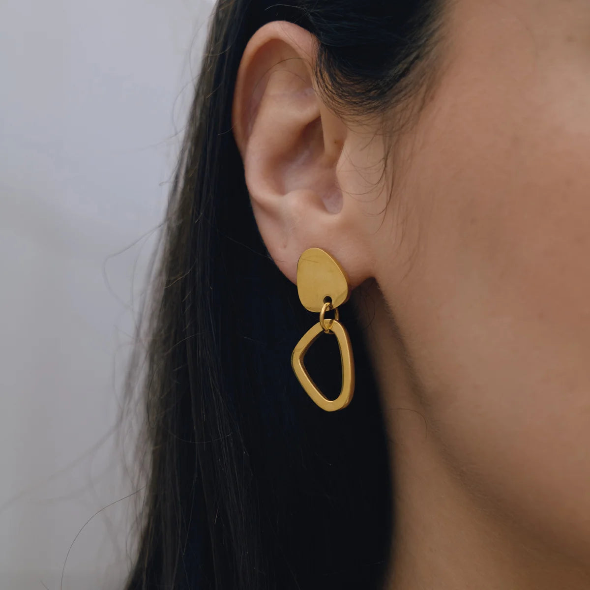Triangle Link Drop Earrings — view 3