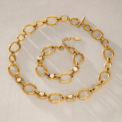 Oval Link Crystal Jewelry Set