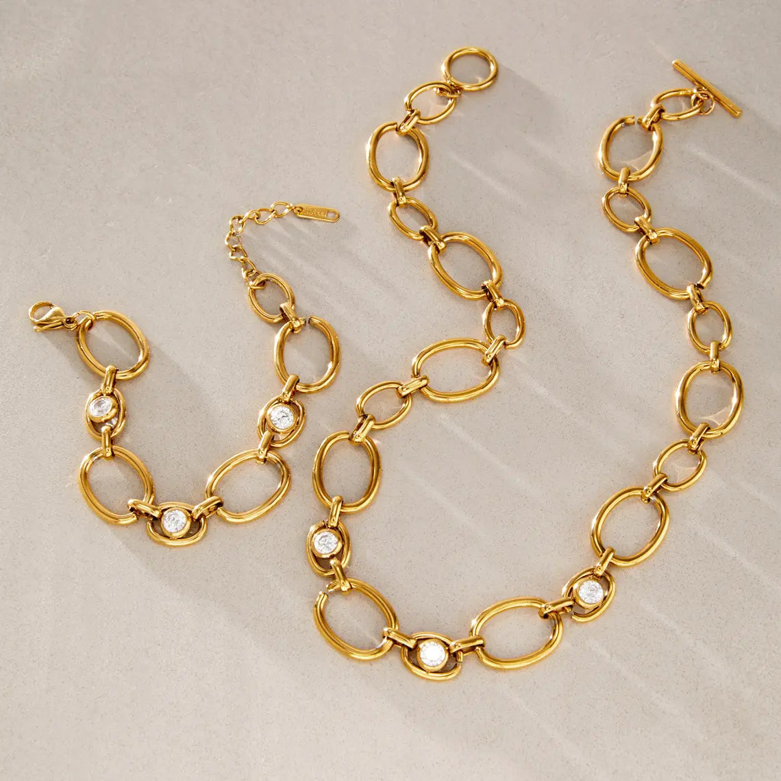 Oval Link Crystal Jewelry Set — view 4