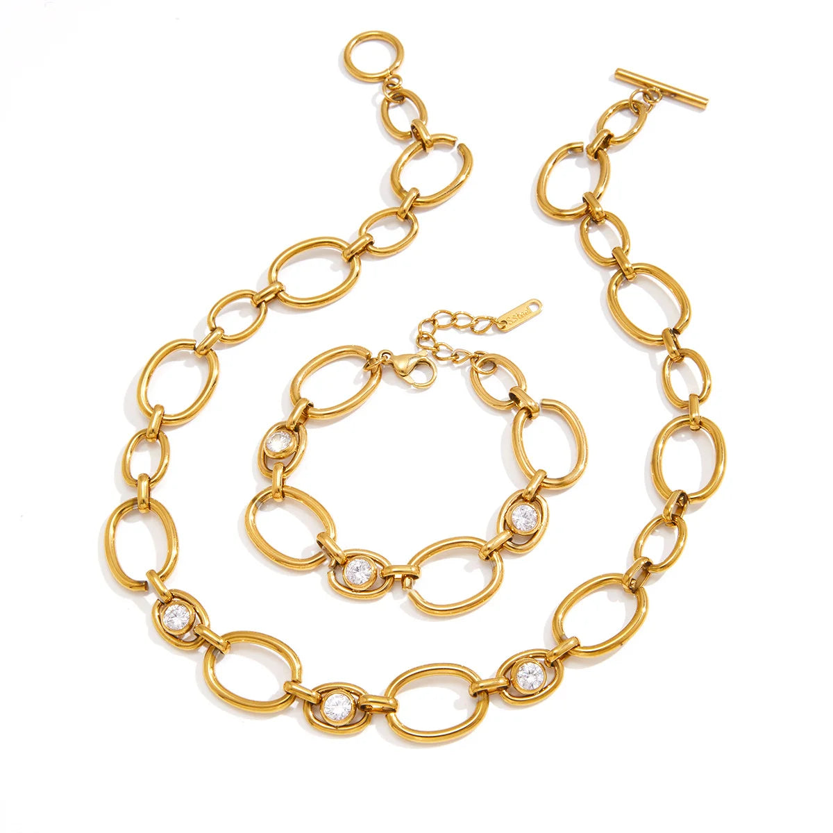 Oval Link Crystal Jewelry Set — view 5