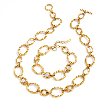 Oval Link Crystal Jewelry Set — view 5