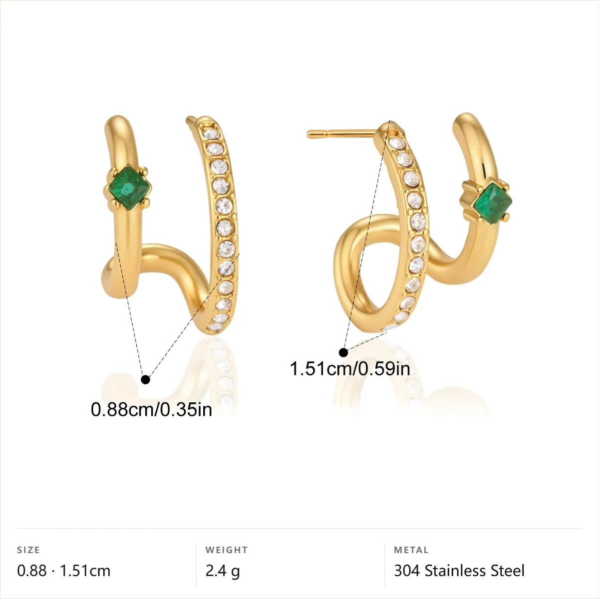 Geometric Zircon Hoop Earrings — Pave Twist Open Hoop · Gold