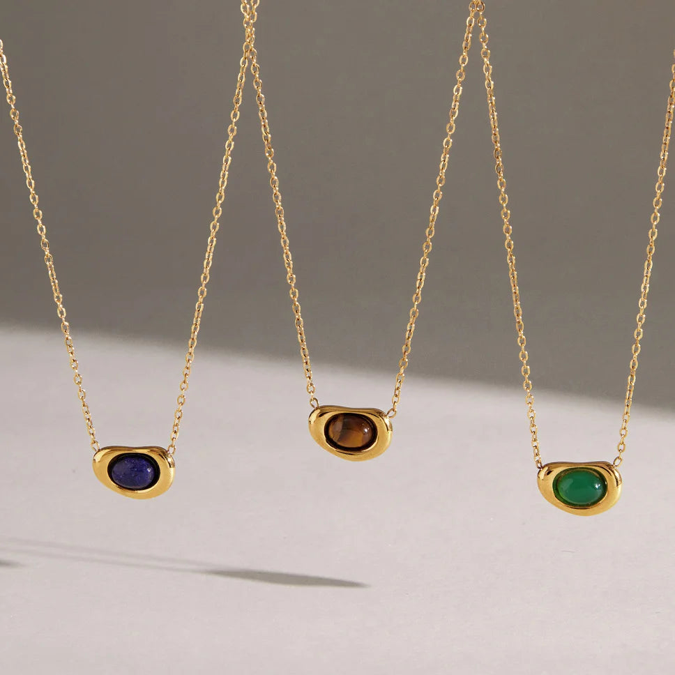 Oval Cabochon Birthstone Necklace