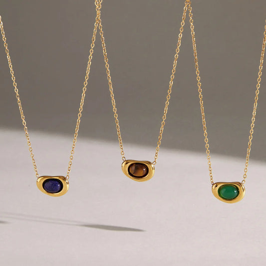 Oval Cabochon Birthstone Necklace