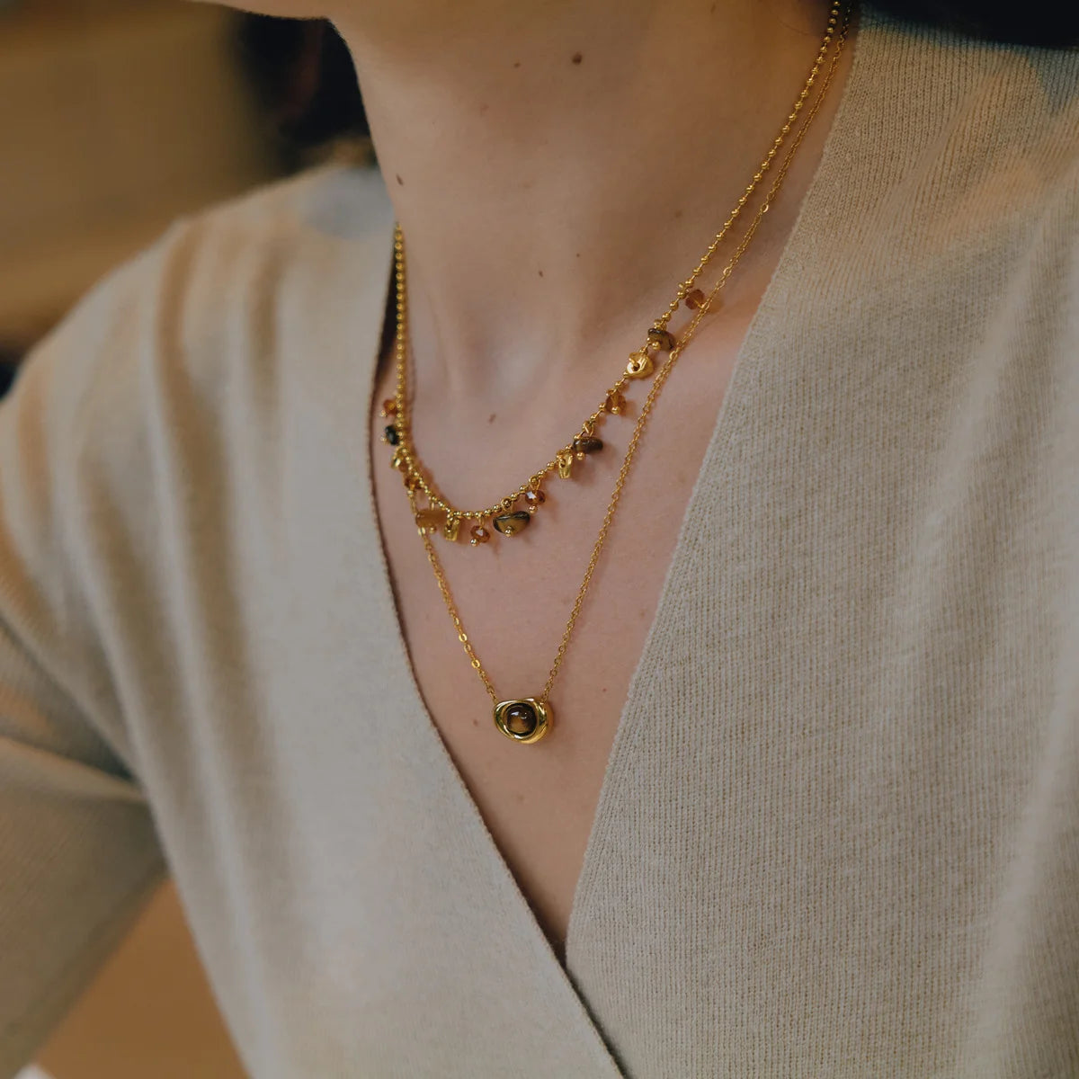 Oval Cabochon Birthstone Necklace — view 4