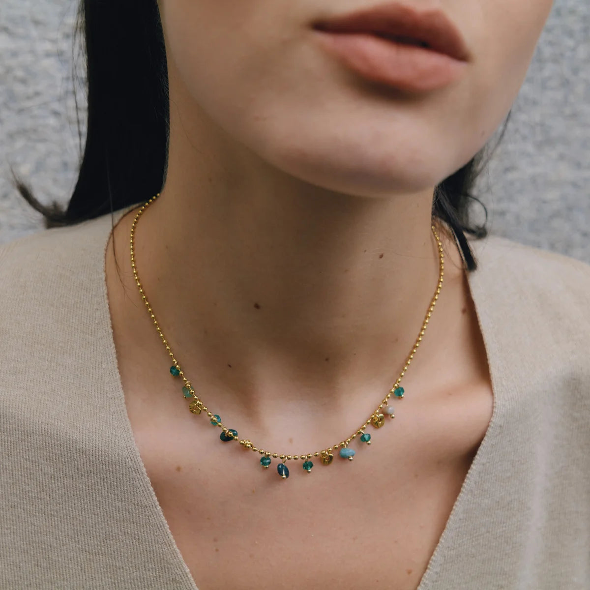 Oval Cabochon Birthstone Necklace — view 6
