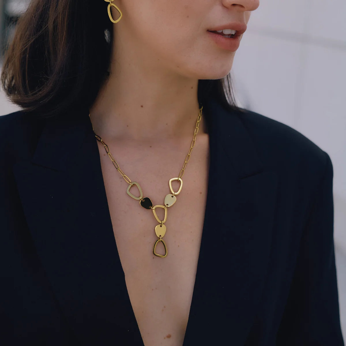 Geometric Stacked Drop Necklace — view 2