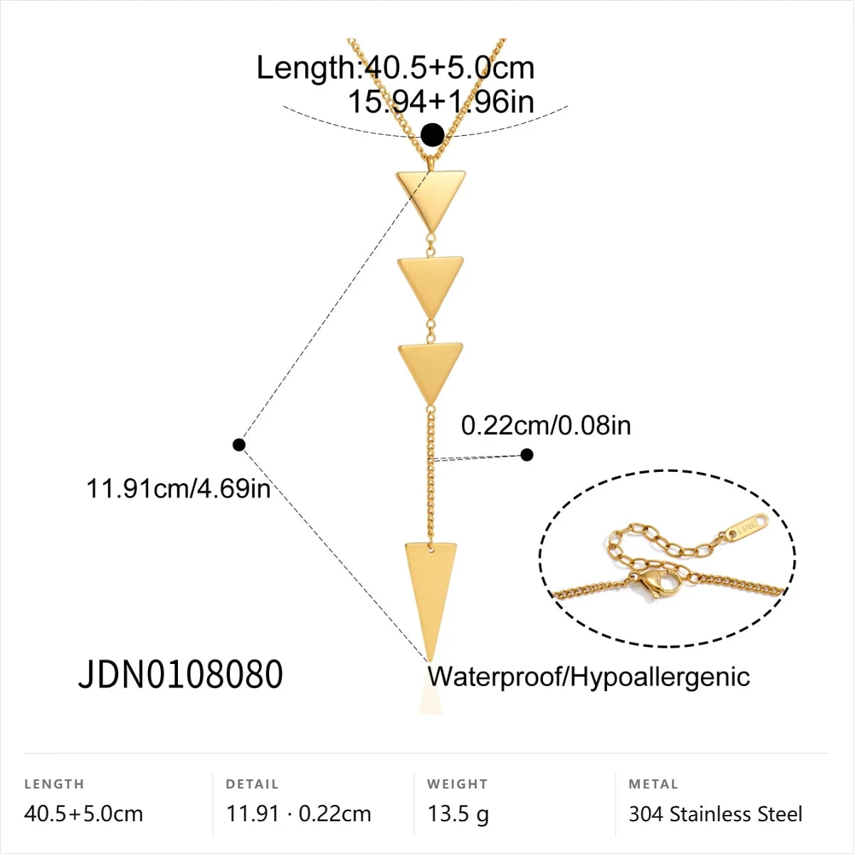 Geometric Stacked Drop Necklace — Inverted Triangle Stacked Drop · Gold