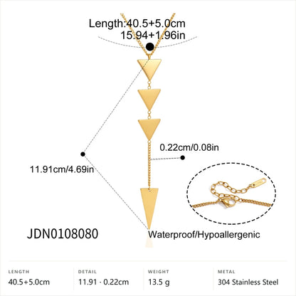 Geometric Stacked Drop Necklace — Inverted Triangle Stacked Drop · Gold
