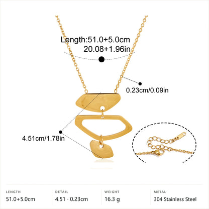 Geometric Stacked Drop Necklace — Abstract Geometric Linked Pendant · Gold