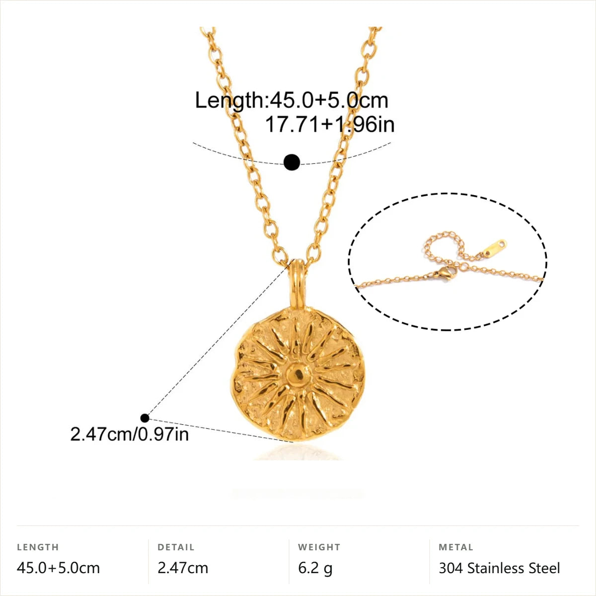 Evil Eye Celestial Pendant Necklace — Sunburst Textured Disc Pendant · Gold