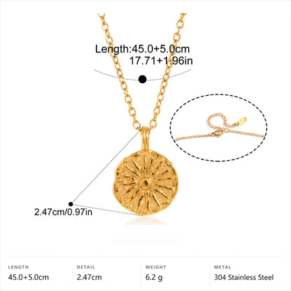Evil Eye Celestial Pendant Necklace — Sunburst Textured Disc Pendant · Gold