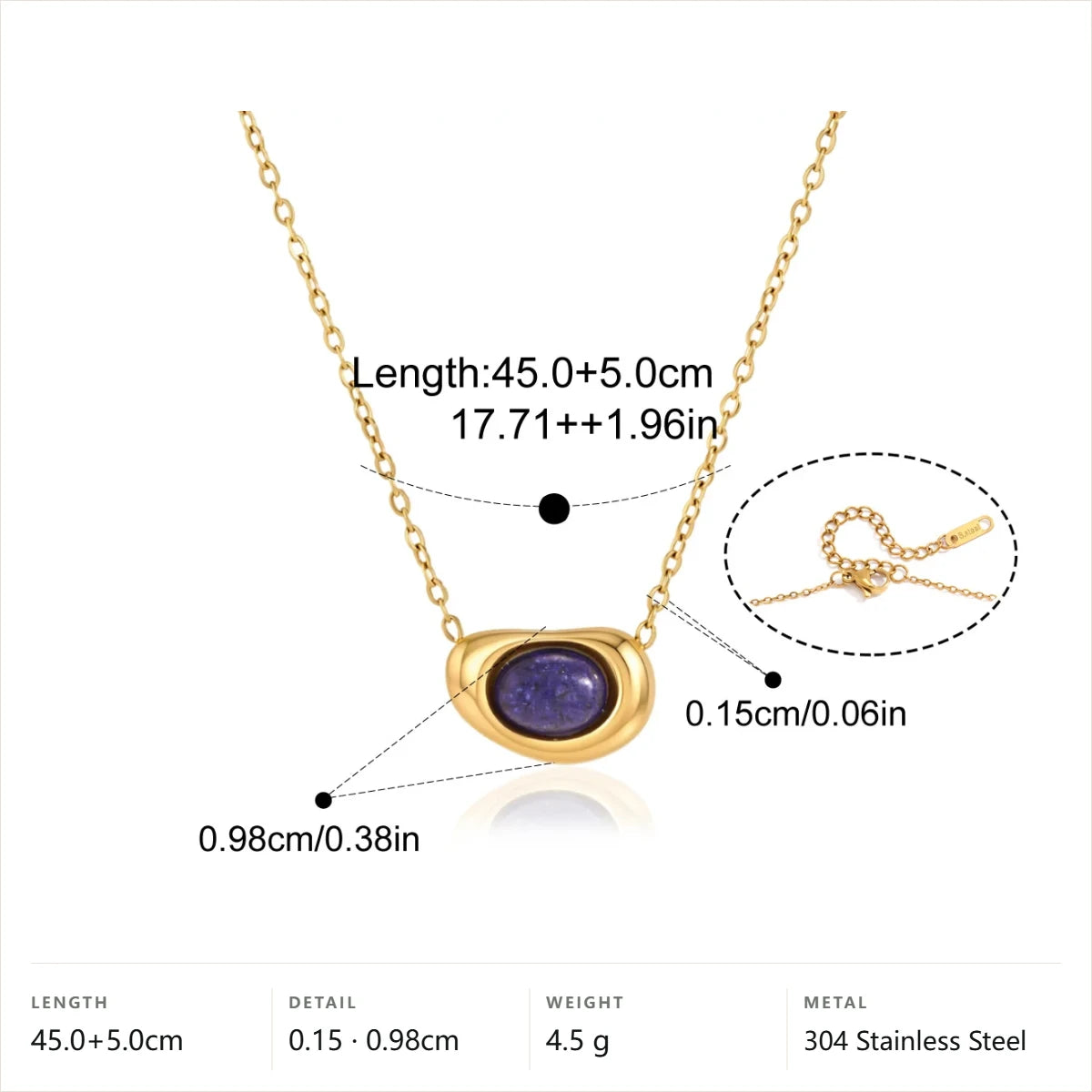 Oval Cabochon Birthstone Necklace — Lapis Lazuli · Gold