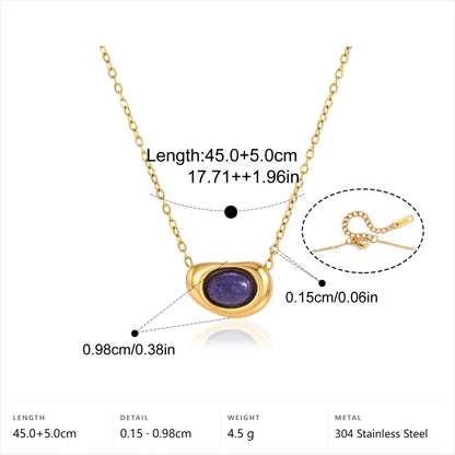 Oval Cabochon Birthstone Necklace — Lapis Lazuli · Gold