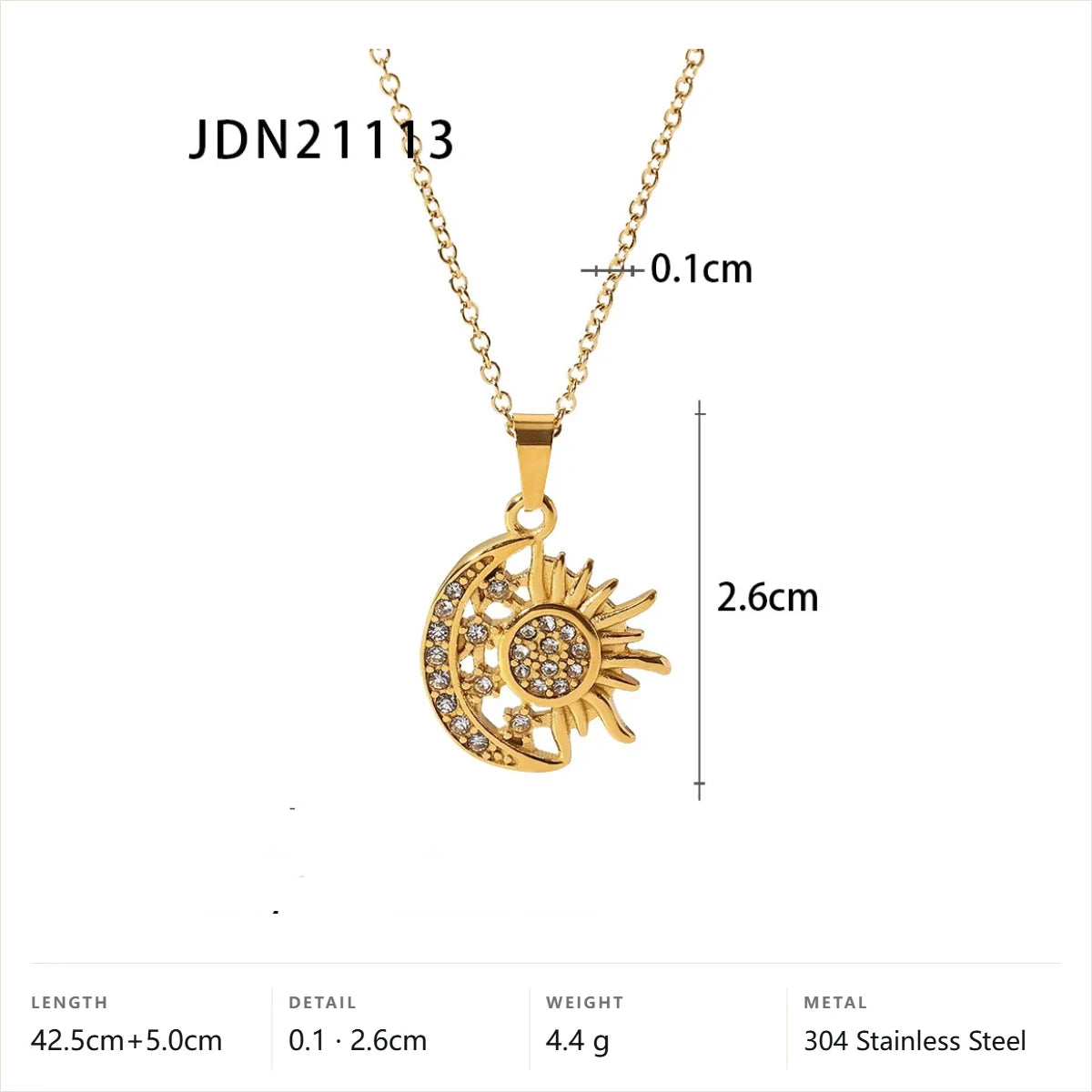 Evil Eye Celestial Pendant Necklace — Interlocking Sun Moon Pendant · Gold