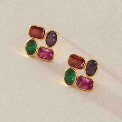 Faceted Multicolor Cluster Earrings