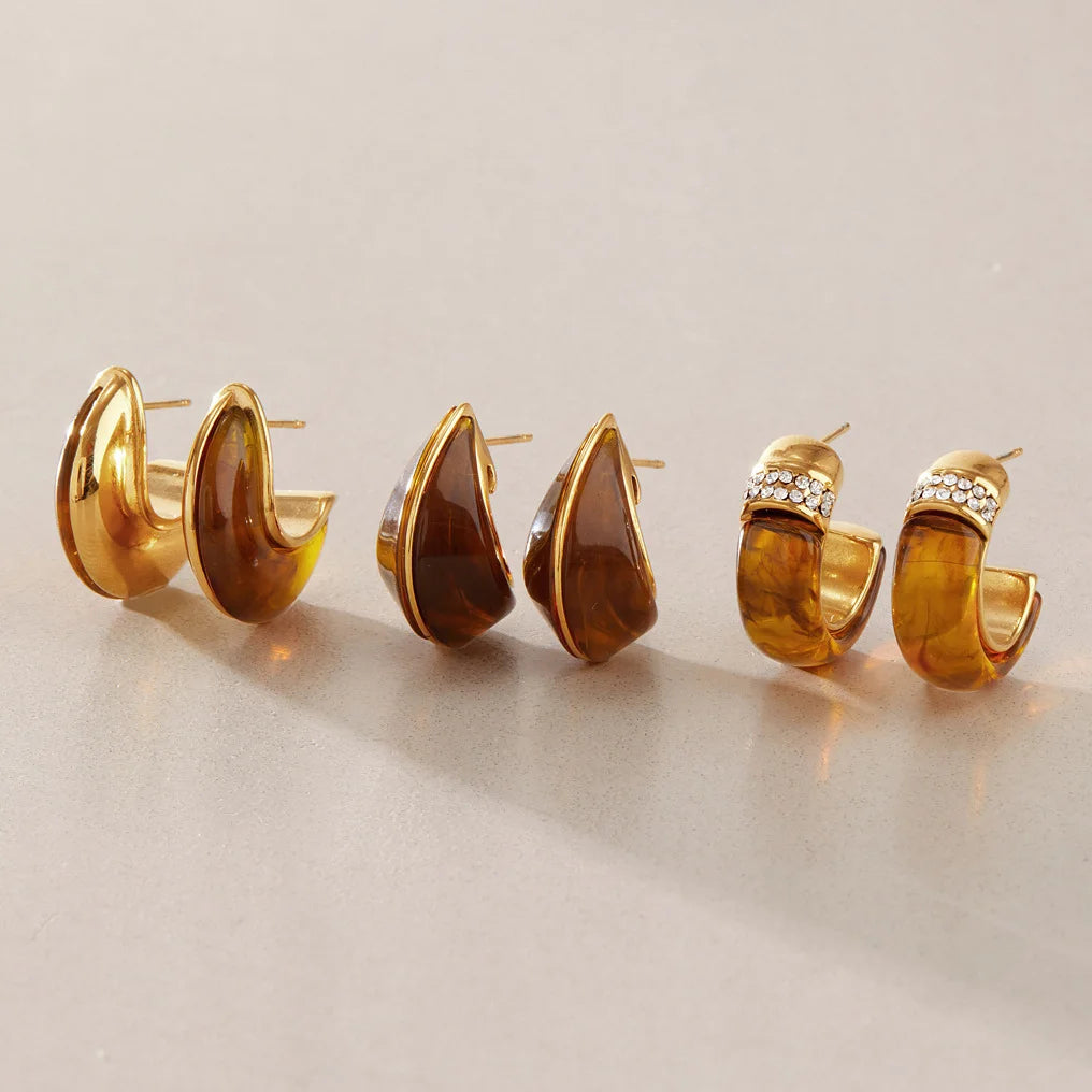 Teardrop Resin Huggie Earrings