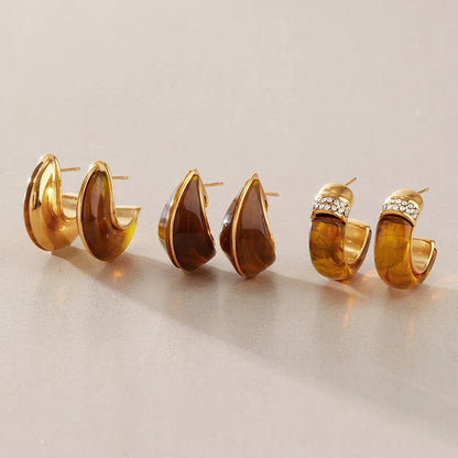 Teardrop Resin Huggie Earrings