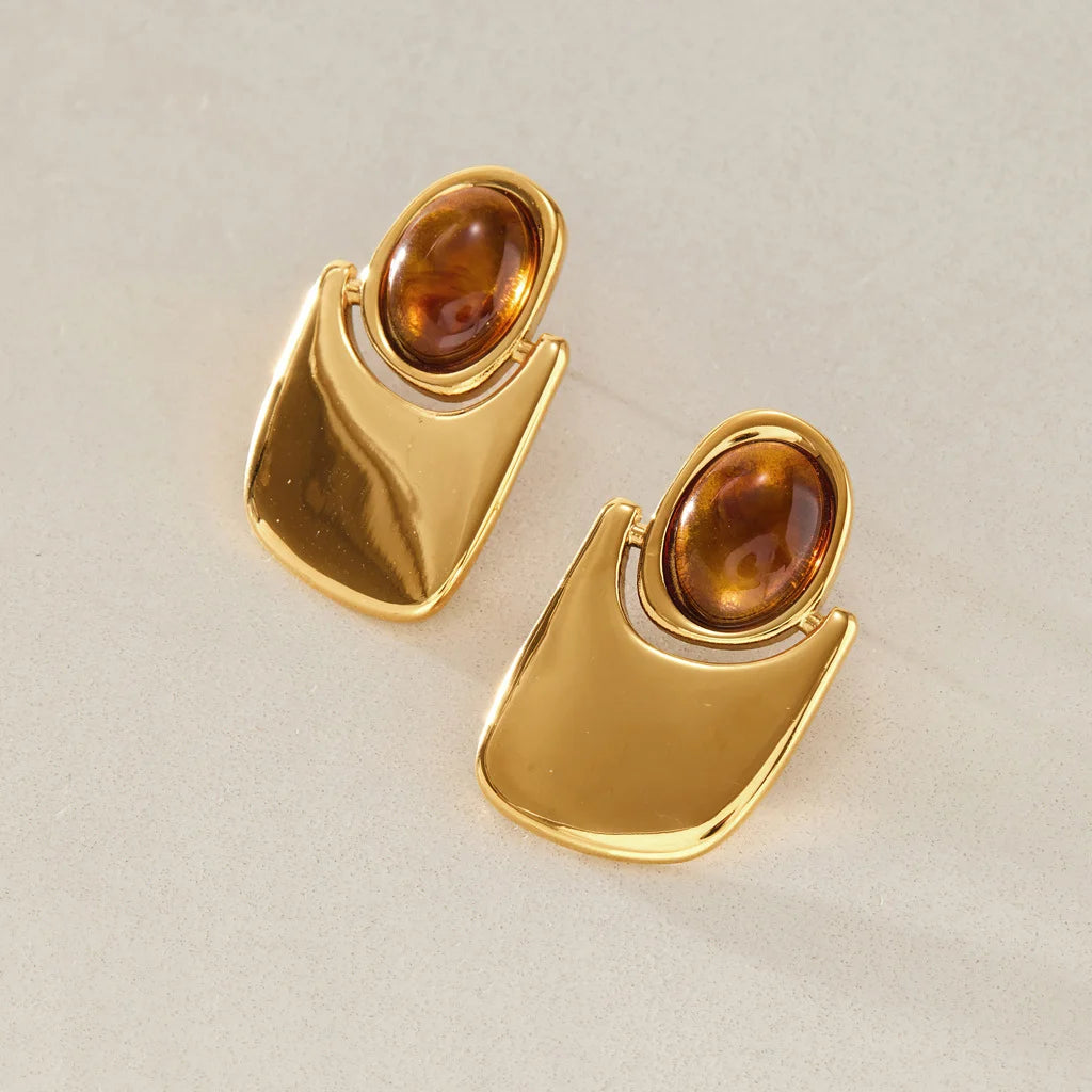 Oval Drop Resin Stud Earrings — view 4