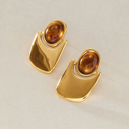 Oval Drop Resin Stud Earrings — view 4