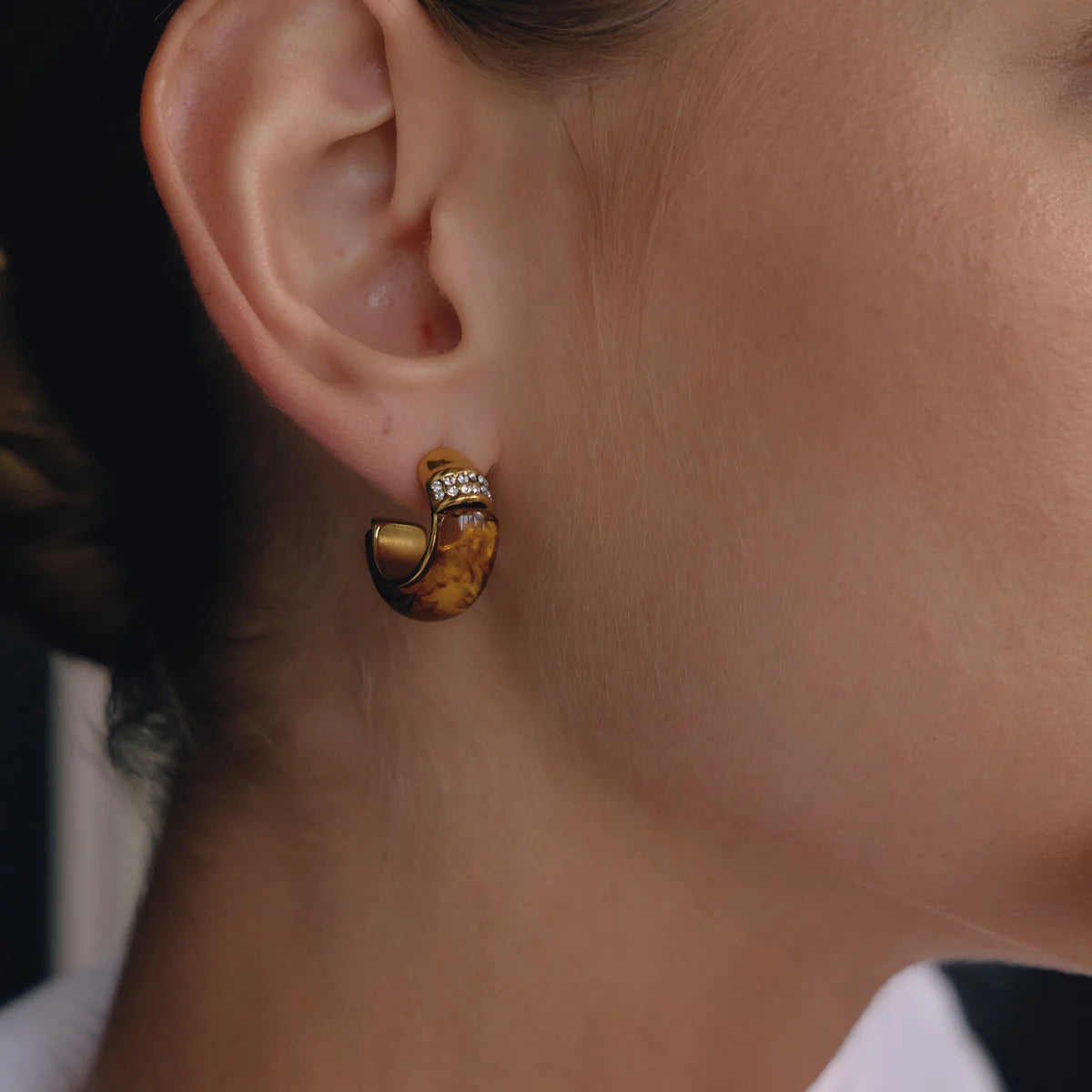 Teardrop Resin Huggie Earrings — view 3