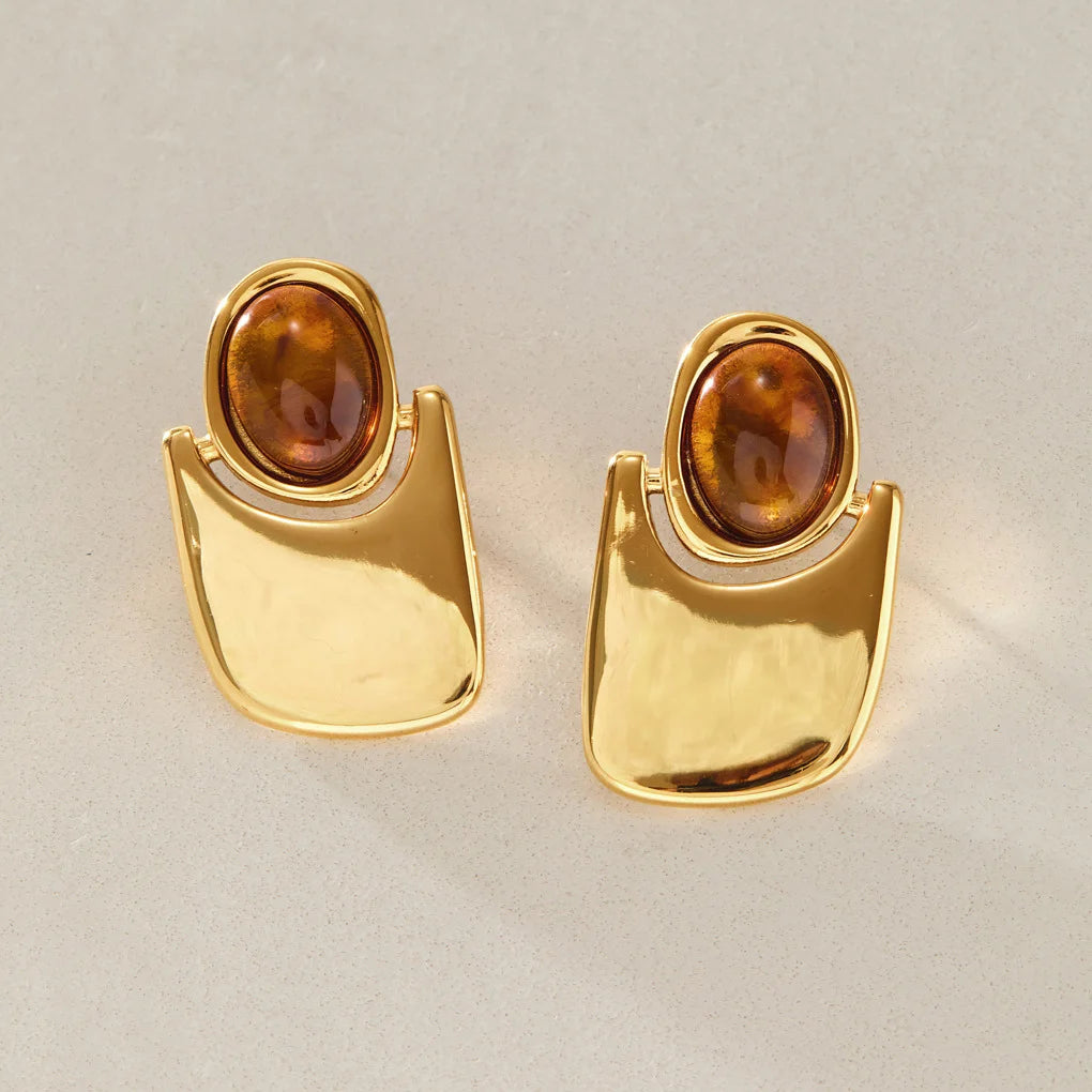 Oval Drop Resin Stud Earrings