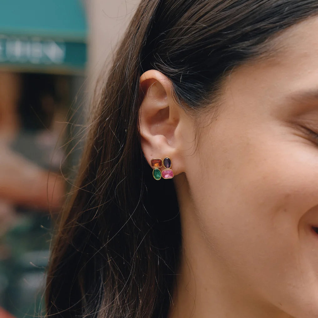 Faceted Multicolor Cluster Earrings — view 4