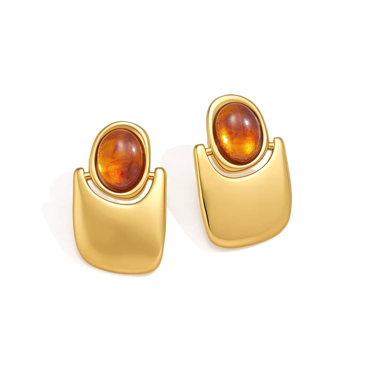 Oval Drop Resin Stud Earrings — view 5