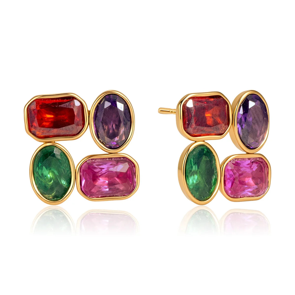 Faceted Multicolor Cluster Earrings — view 5