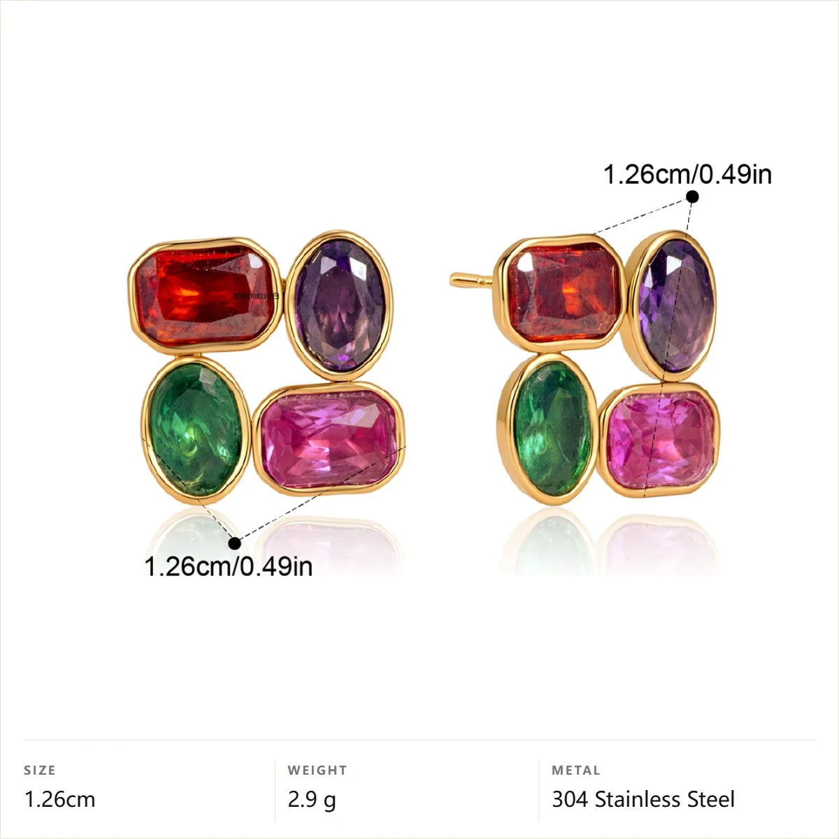 Faceted Multicolor Cluster Earrings — Faceted Multicolor Cluster · Gold