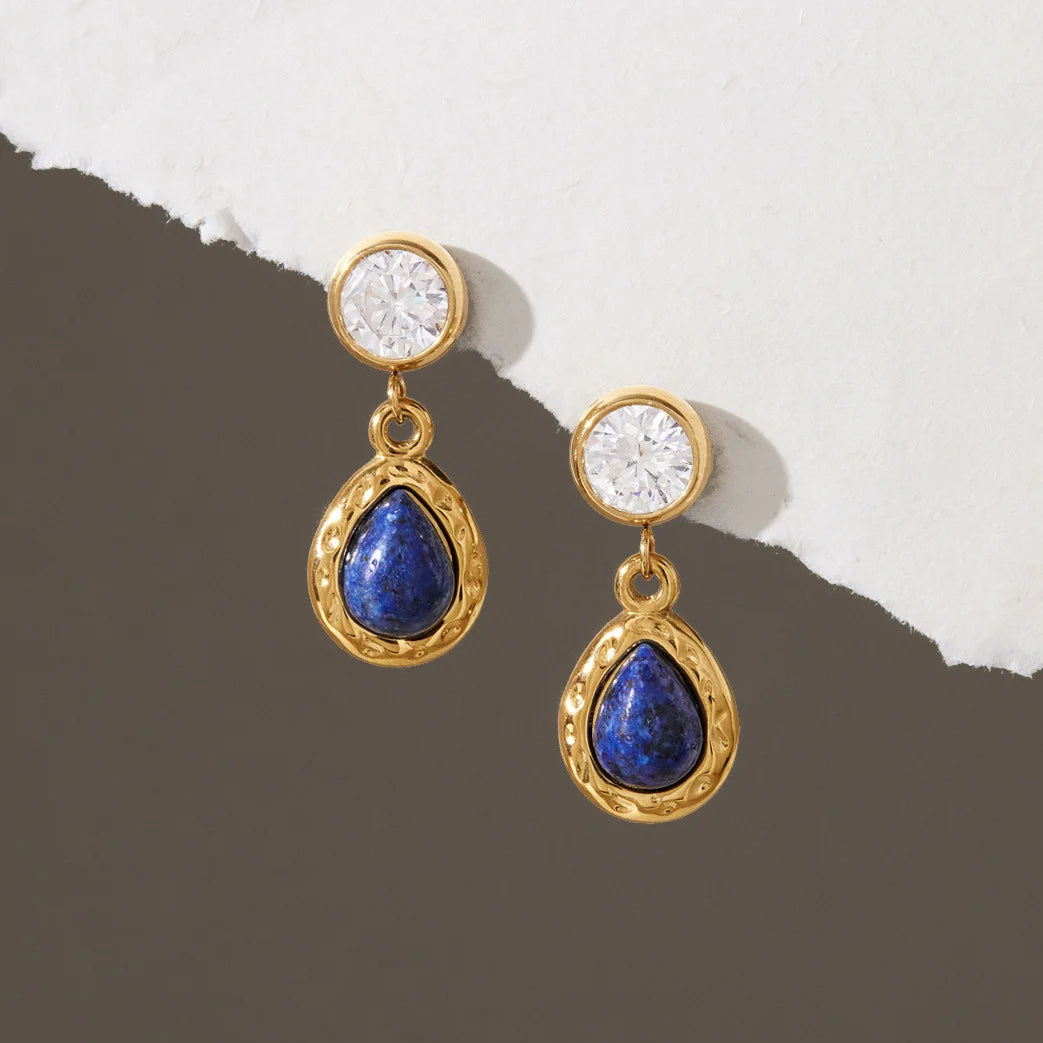 Teardrop Natural Stone Dangle Earrings