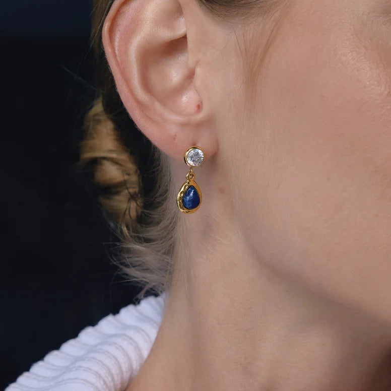 Teardrop Natural Stone Dangle Earrings — view 3