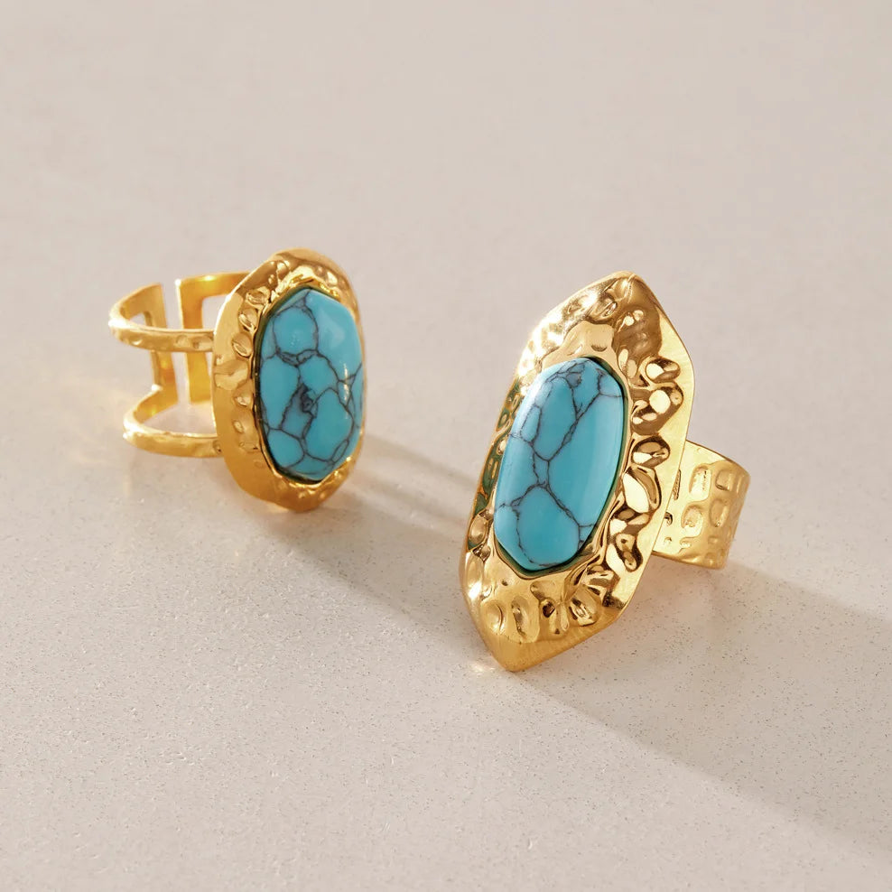 Hammered Turquoise Open Band Ring