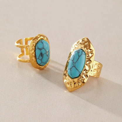 Hammered Turquoise Open Band Ring