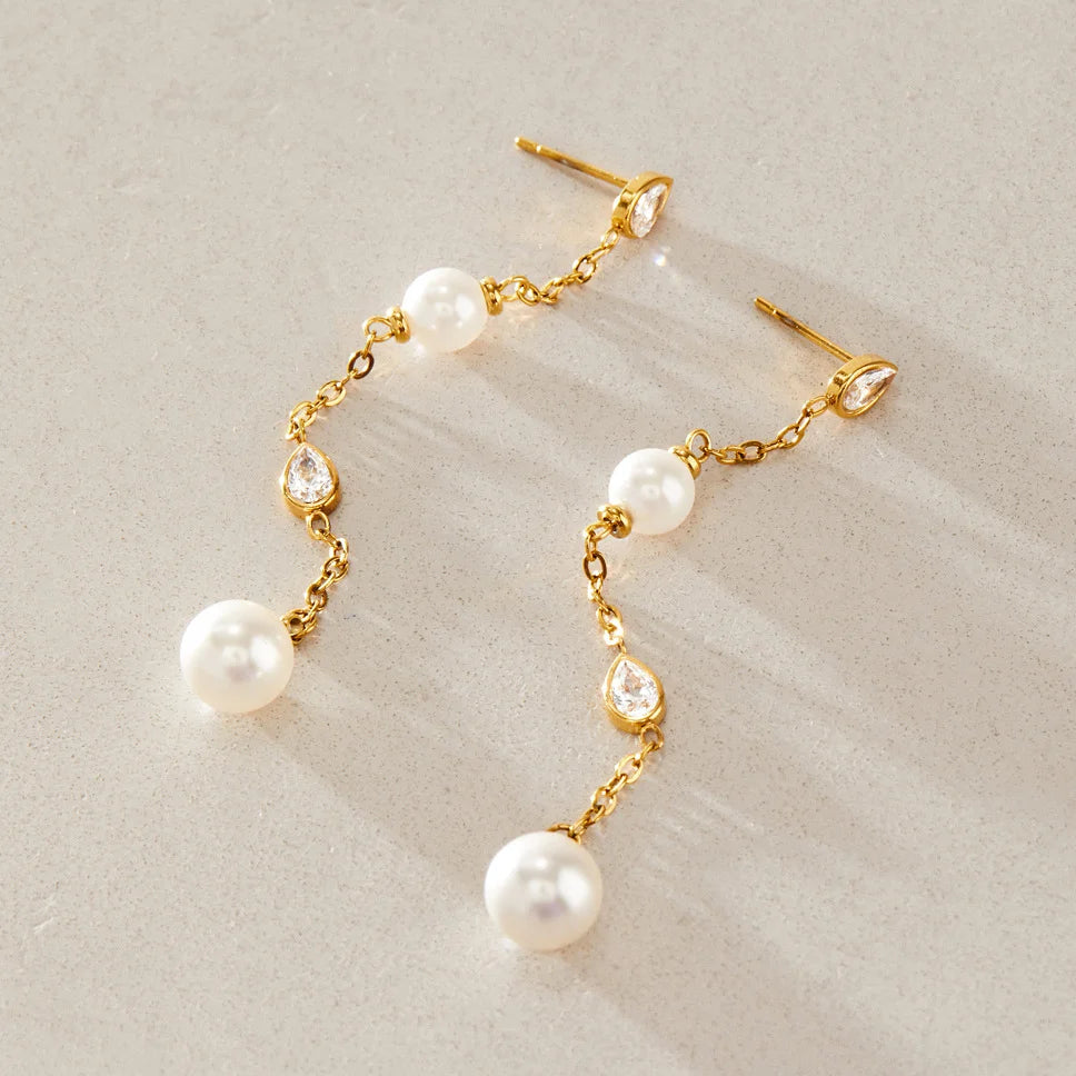 Teardrop Pearl Drop Earring — view 4