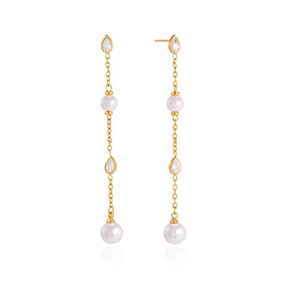 Teardrop Pearl Drop Earring — view 5