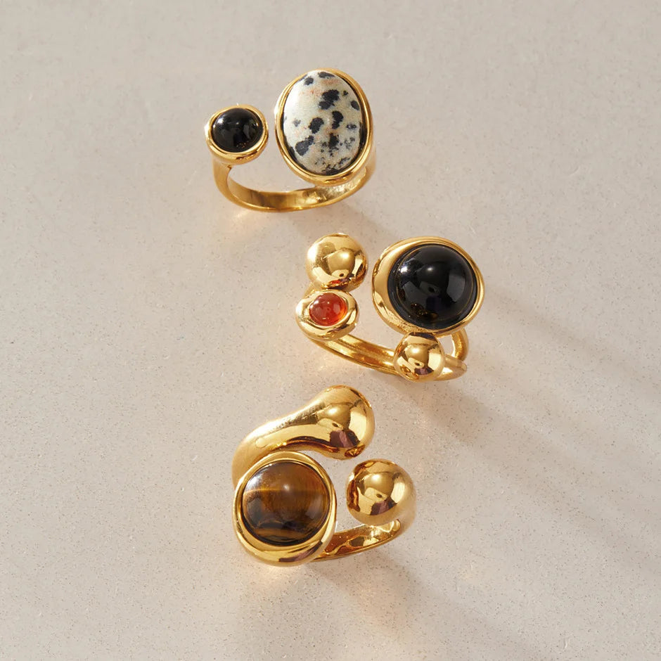Chunky Oval Cabochon Natural Stone Ring