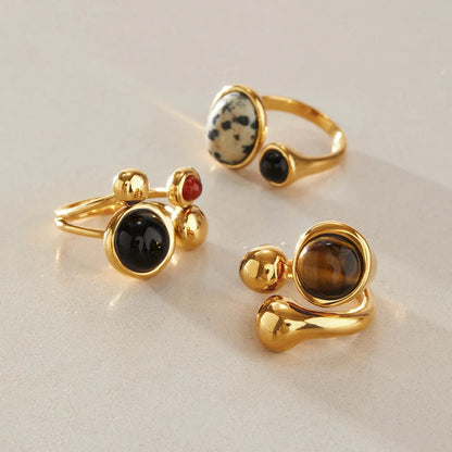 Chunky Oval Cabochon Natural Stone Ring — view 4