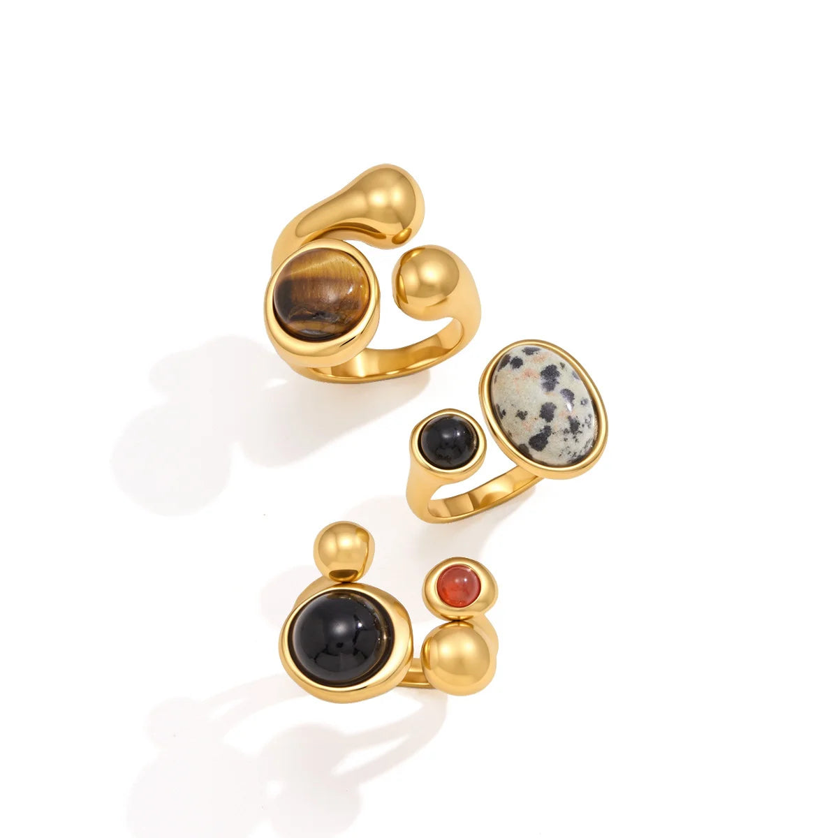 Chunky Oval Cabochon Natural Stone Ring — view 5