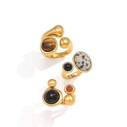 Chunky Oval Cabochon Natural Stone Ring — view 5