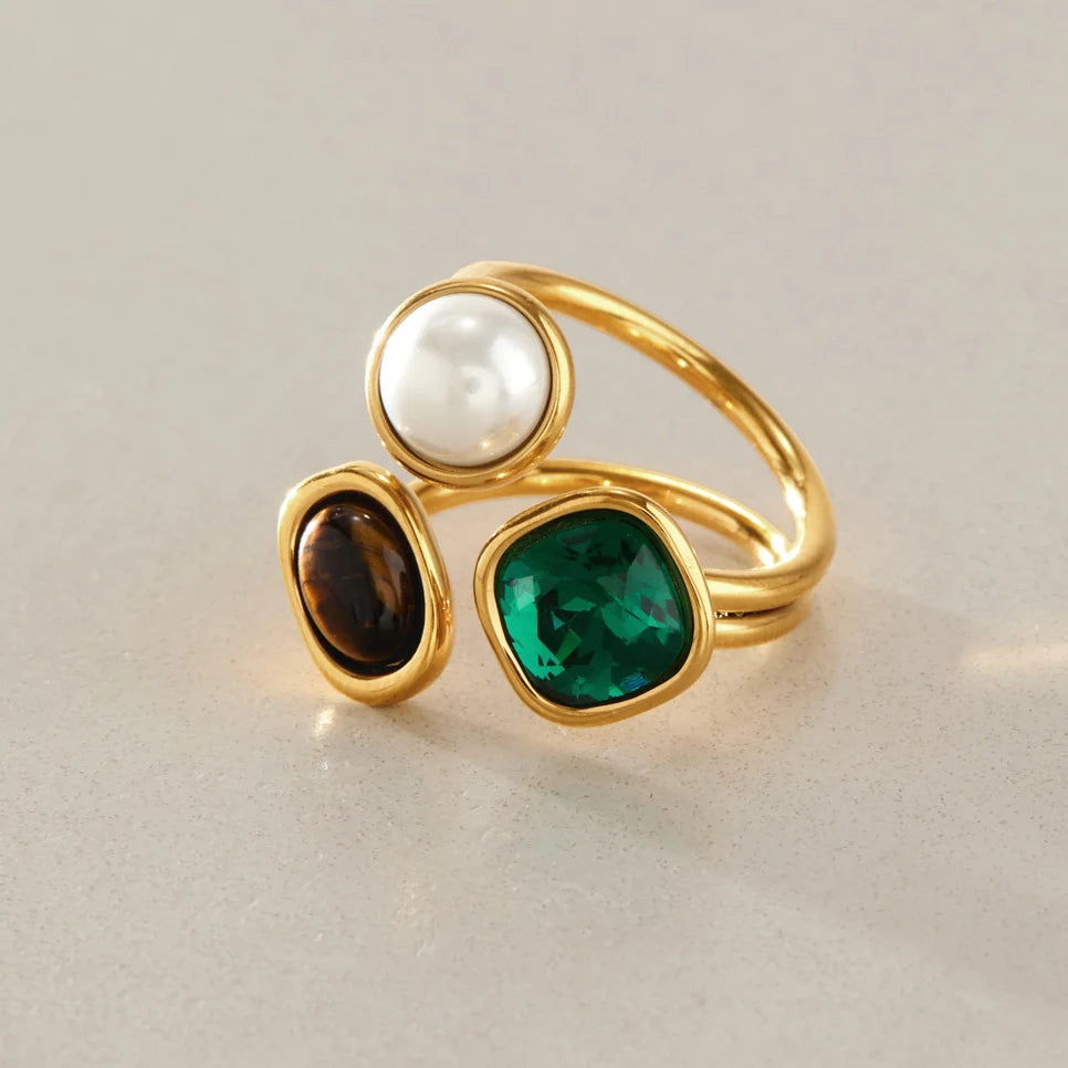 Triple Pearl Bypass Ring — view 3
