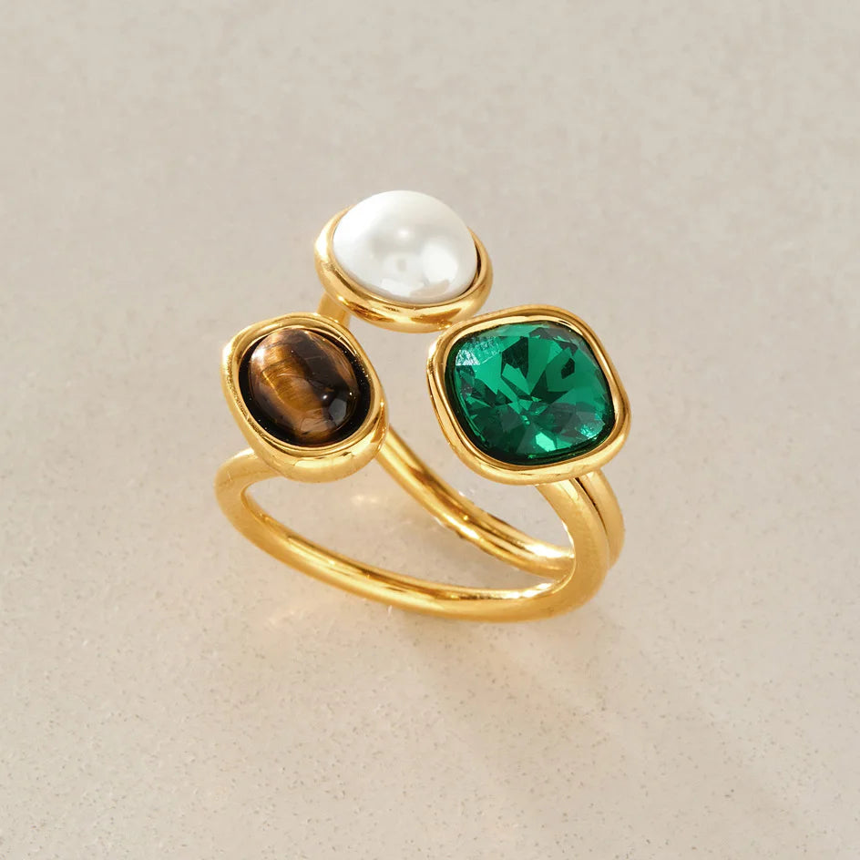 Triple Pearl Bypass Ring — view 4