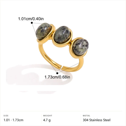 Hammered Turquoise Open Band Ring — Triple Cabochon Open Band · Gold