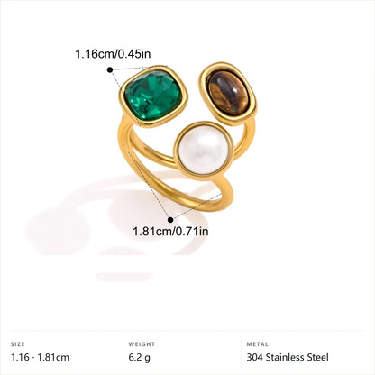 Triple Pearl Bypass Ring — Triple Stone Bypass Ring · Gold