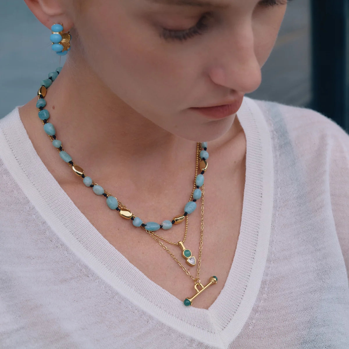 Knotted T-Bar Necklace — view 2