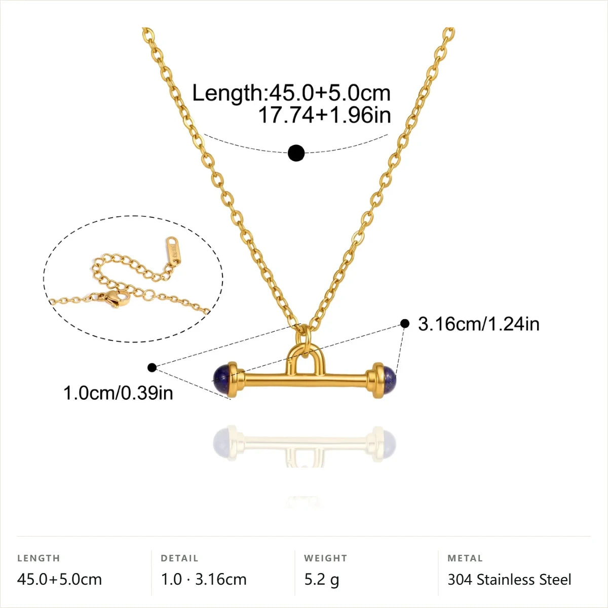 Knotted T-Bar Necklace — Lapis Lazuli · Gold