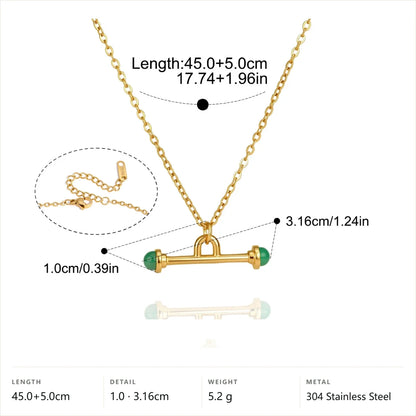 Knotted T-Bar Necklace — Green Agate · Gold