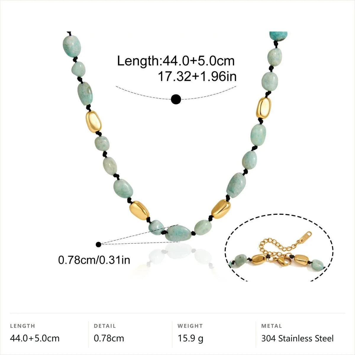 Knotted T-Bar Necklace — Green Aventurine · Gold