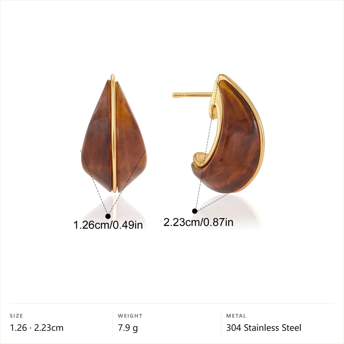 Teardrop Resin Huggie Earrings — Teardrop Resin Huggie Earring · Gold
